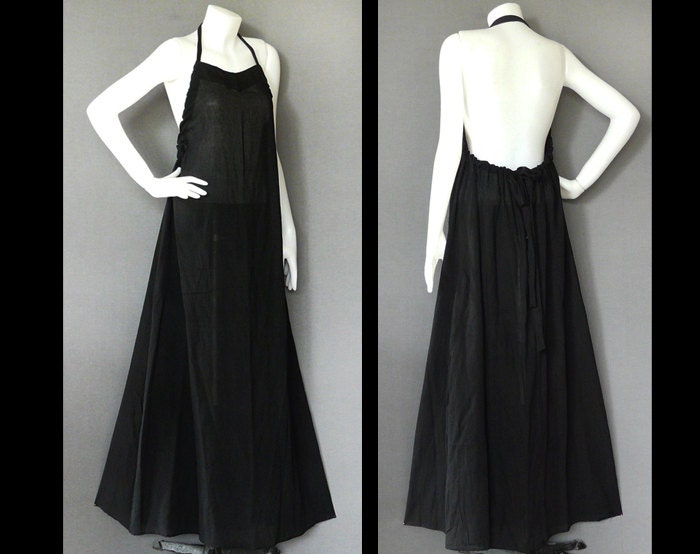 Size XS to 7X Handmade Black Dress Hippie Gypsy Bohemian Boho Halter Maxi Dress - BH025