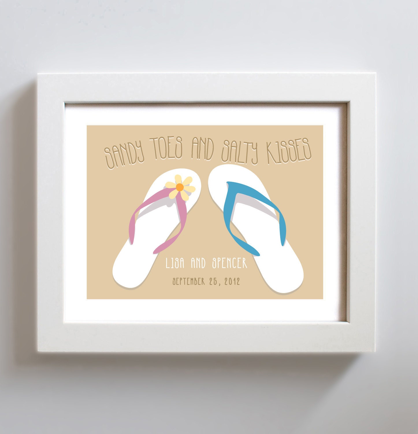 Items Similar Beach Wedding Gift Flip Flops Art Print Personalized