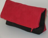 evening clutch, black and red clutch, color block purse, foldover clutch, evening purse, vegan purse