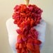 Knit Scarf FUCHSIA/RED/ORANGE - Ruffled Scarf, flamenco, can can - ruffle - Hand knitted long