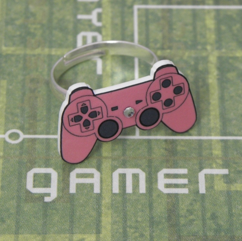 GIRL GAMER Pink Playstation Video Game Controller Ring