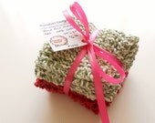 Green and Red Cotton Dish Cloths - Set of 2