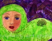Tribal Inspirational Decor, Mixed Media Art Print, Positive Affirmation Wall Art, Peaceful Ethnic Woman - "Keep an Untroubled Spirit"