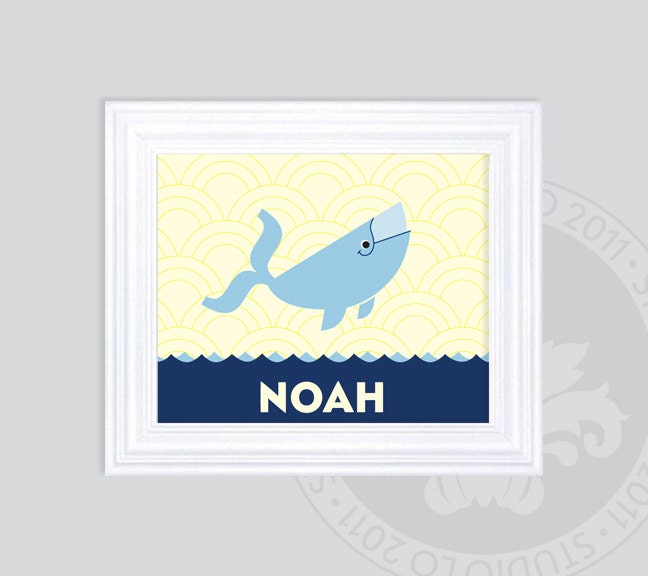 WHALE PRINT // 8x10 // Great for Boy or Girl. Bathroom, children's room or playroom art. StudioLO2011