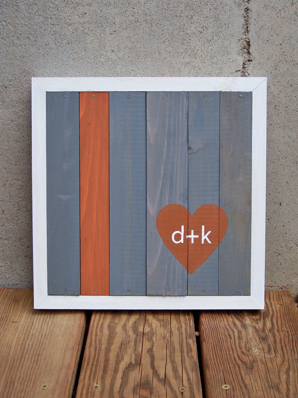 MADE TO ORDER Reclaimed Wood Custom Heart with Initials Painting