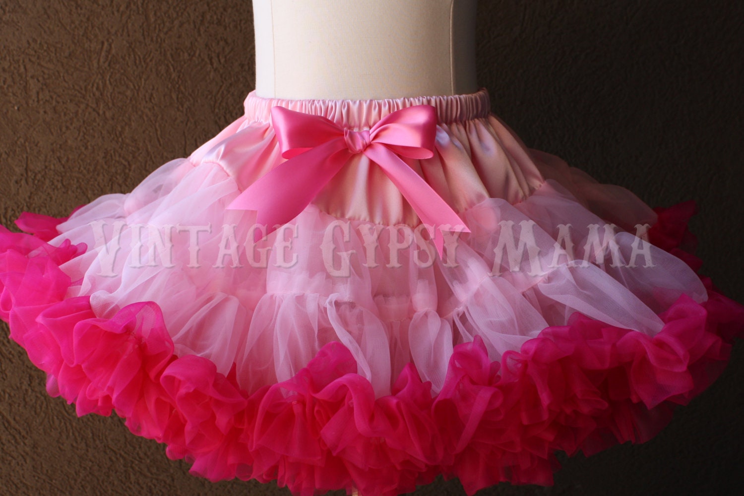 FREE SHIP Custom Made Pink And Hot Pink Ruffled Premium Ultra Fluffy Pettiskirt Tutu Newborn 12 Mos 2T 3T 4T 5T Girls 6 Valentines Day