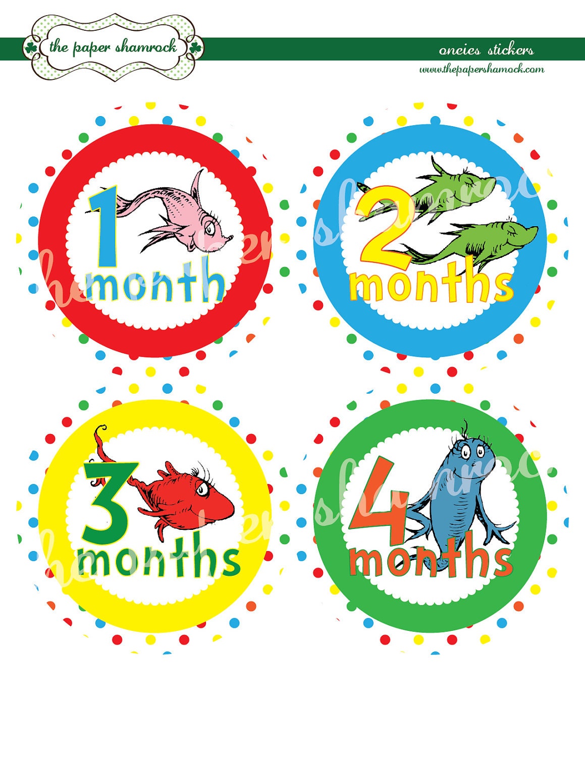 Dr. Seuss Monthly Onesies Stickers, Baby Stickers for Onesies, Month Stickers Il_170x135