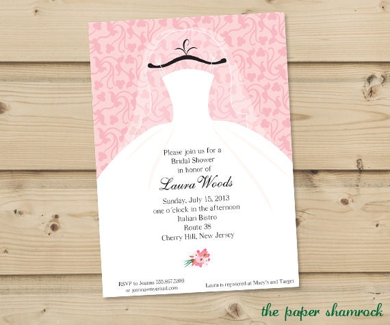 Bridal Shower Invitation, Wedding Shower Invitations - Dress on Hanger