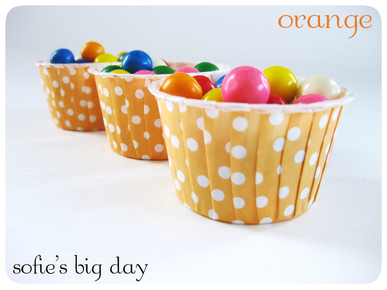 ORANGE CANDY Cups- polka dot cups-ice cream cups-nut cups-cupcake wrappers-baking cups-20 count Il_170x135