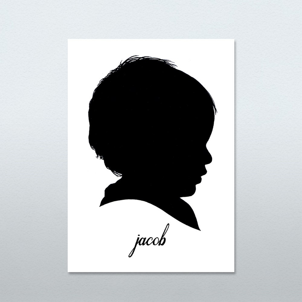 Custom Silhouette 5x7 hand painted & personalized from your photo ORIGINAL ART