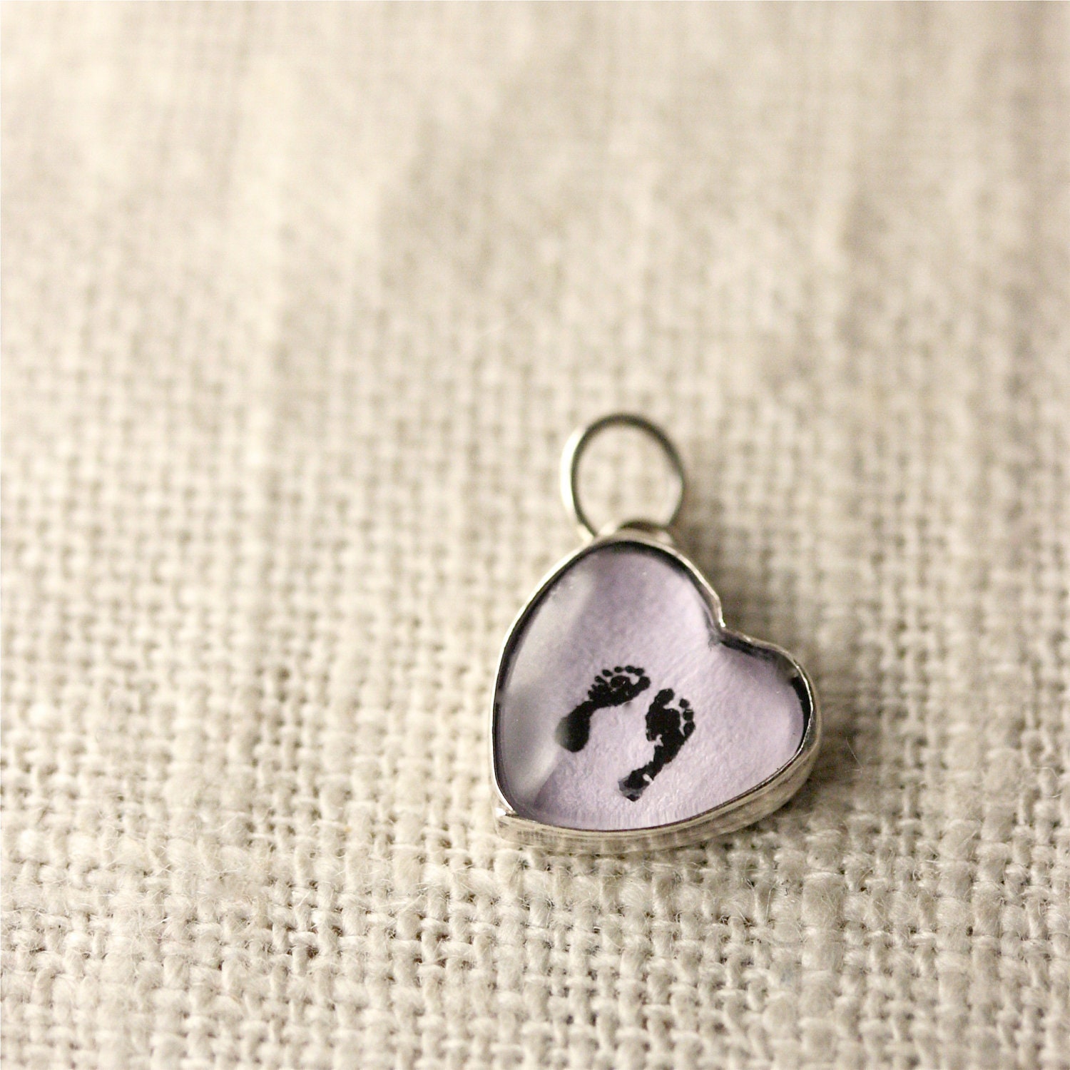 Your baby's ACTUAL hand or footprints  - 10 mm heart Custom foot or hand print charm