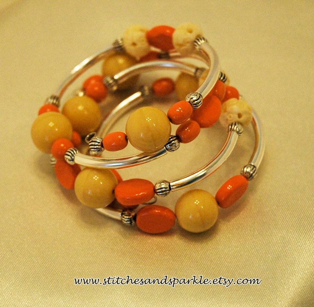 Coral and Ivory Memory Bracelet