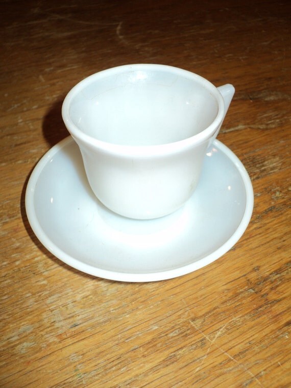 Vintage DEMITASSE MILK GLASS Set Expresso Sized Coffee Cup by RRGS