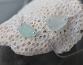 Sea Glass & Sterling Silver Necklace - Light Aqua