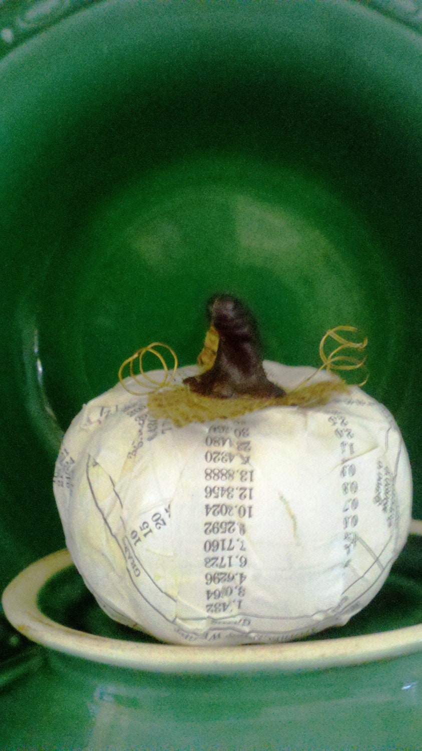 Paper Mache Mini Pumpkin for Autumn/Fall/Thanksgiving or Everyday Decor Made from Torn Vintage School Book Pages