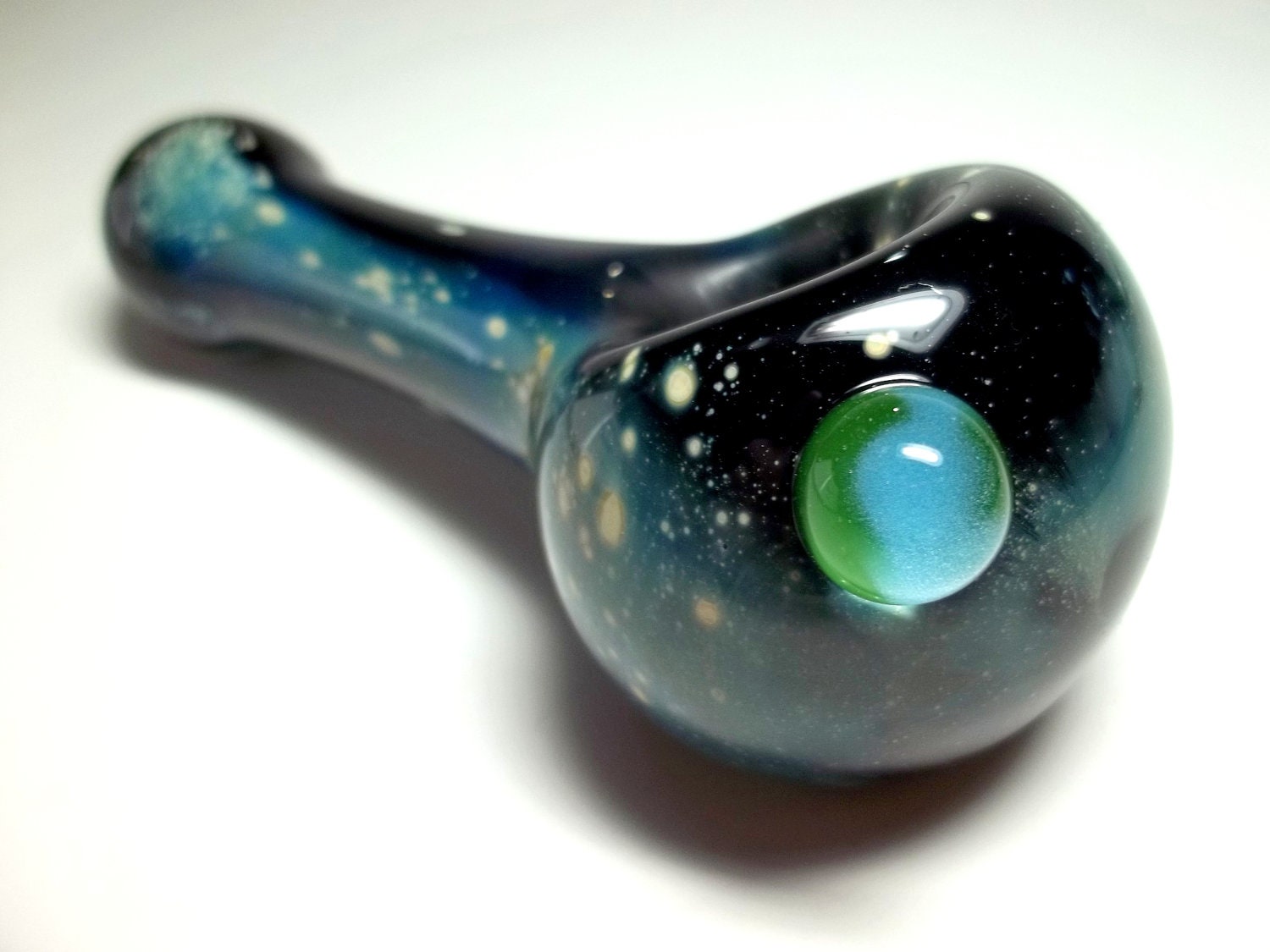 Glass Pipe SPACE PIPE with Earth Planet, Hand Blown Glass, Cgge Team, Made To Order