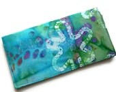 Check Case, Checkbook Cover, Blue Green Batik