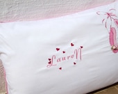 Appliqued Pillow pink  Ballet Girl Bedding  Custom made Birthday Gift