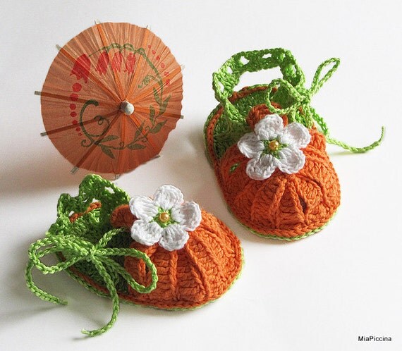 Baby summer sandals, crochet, size 0-M