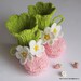 Baby Booties "Pink Strawberry" booties, knitted baby girls shoes  / size 0-3 M