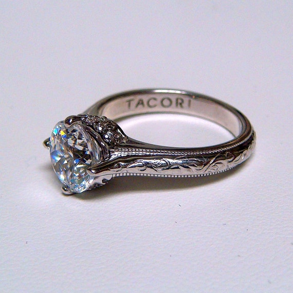 Tacori Art Deco Sterling Silver .925 Engagement Ring
