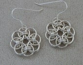 Earrings, Sterling Silver Chainmaille, Celtic Style Helm Weave, Flowers, Handmade by Lace Metal on Etsy