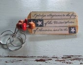 Pledge of Allegiance to the Flag USA  Rustic Wood Keychain