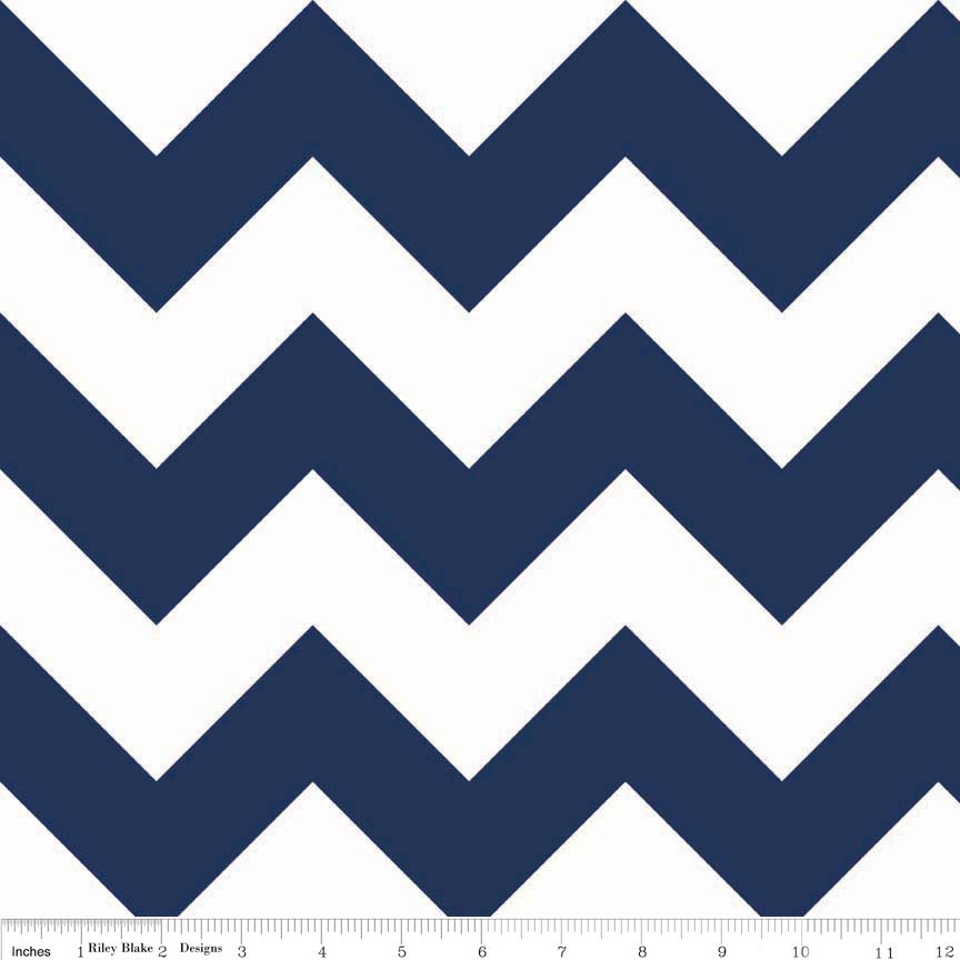Chevron in Navy, Large, Riley Blake Designs, RBD Designers, One Yard, 1 Yard