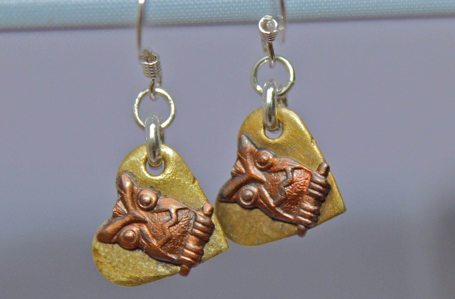 Owl Earrings Copper and Brass Soldered Mixed Metal on Sterling Silver earwires