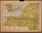 Vintage Map New York Original 1944