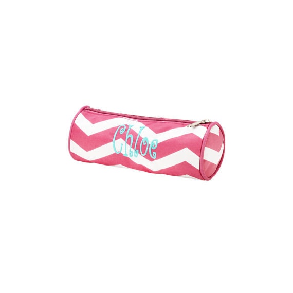Pink Chevron Pencil Case Embroidered Personalized  Back to School - LifeAStitch
