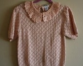 Vintage Pastel Pink Collar Knit Sweater Top Sz. S/M/L