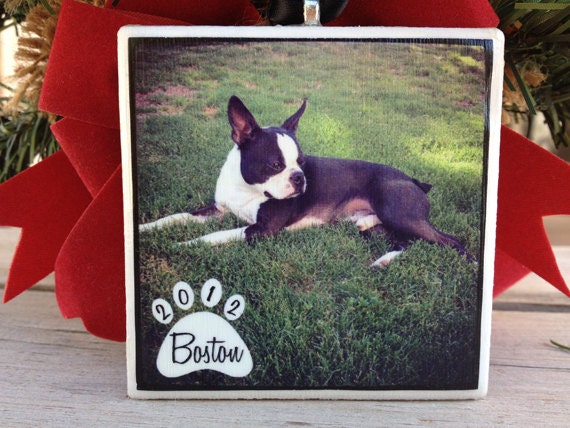 Dog or Cat Christmas Ornament, Personalized 3in x 3in Ceramic Tile