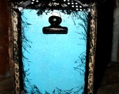 Cheetah/Turquoise Magnetic Photo Block/Recipe Block Picture Frame Holds 4x6 Photo with Magnetic Clip Home Office Decorating Personalized