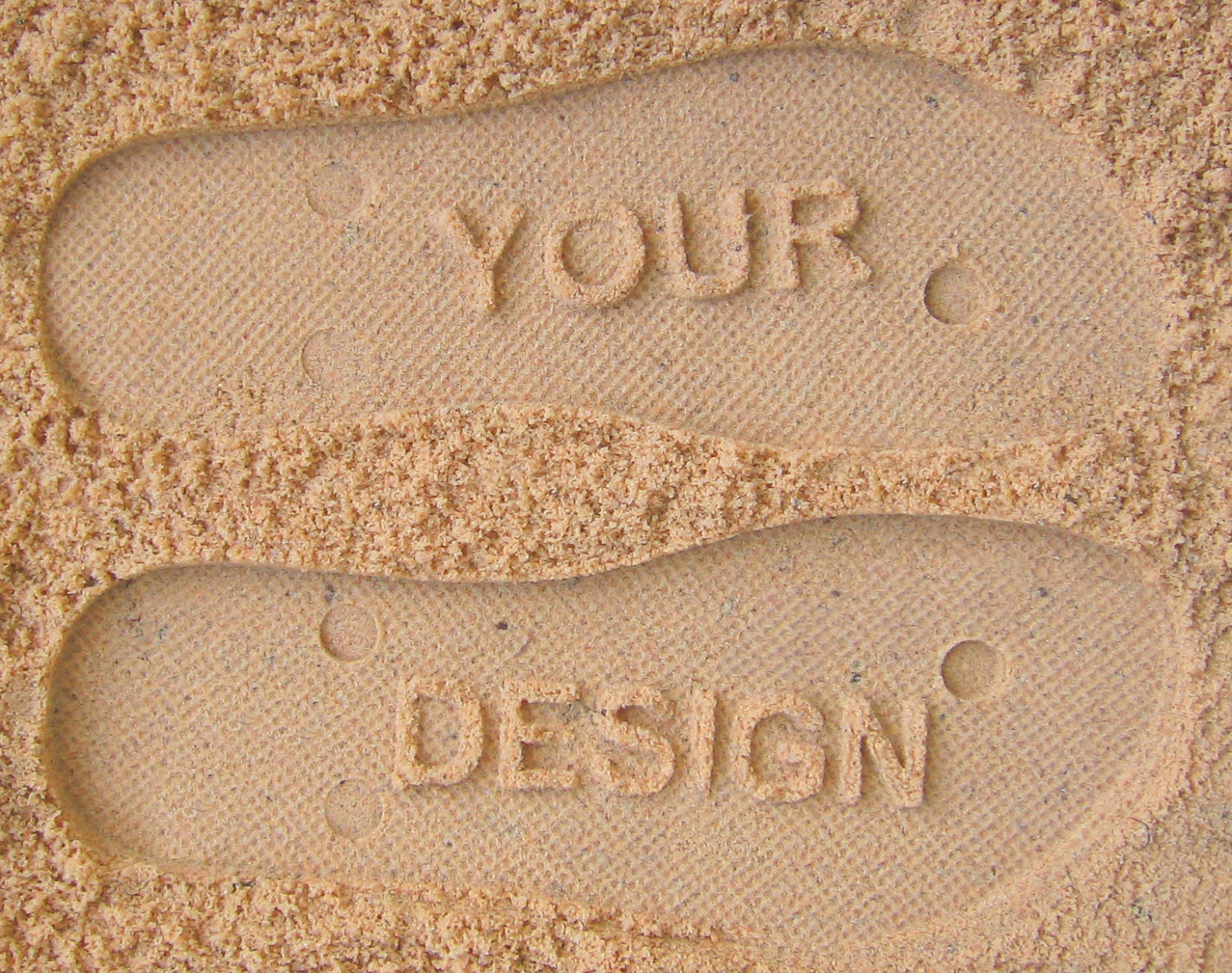 Custom Sand Imprint Flip Flops. Personalize With Your Design. No Minimum Order Quantity.