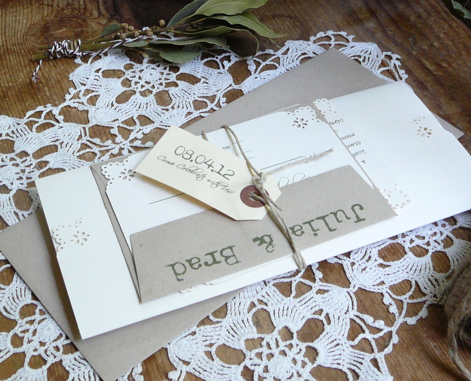 Rustic Country Wedding  Pocketfold Invitation Stock Sample For Purchase