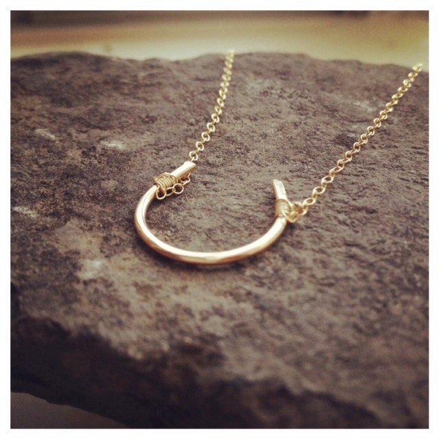 14K Gold Filled Handmade Horseshoe Necklace - Good Luck Necklace - Hammered - All 14K Gold Filled