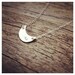 Crescent Moon Initial Necklace  - Sideways Moon Necklace  - All Sterling Silver - Everyday Jewelry