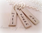 Mothers Grandmas Kids Names Hand Stamped Personalized Stainless Steel Necklace Mothers Day