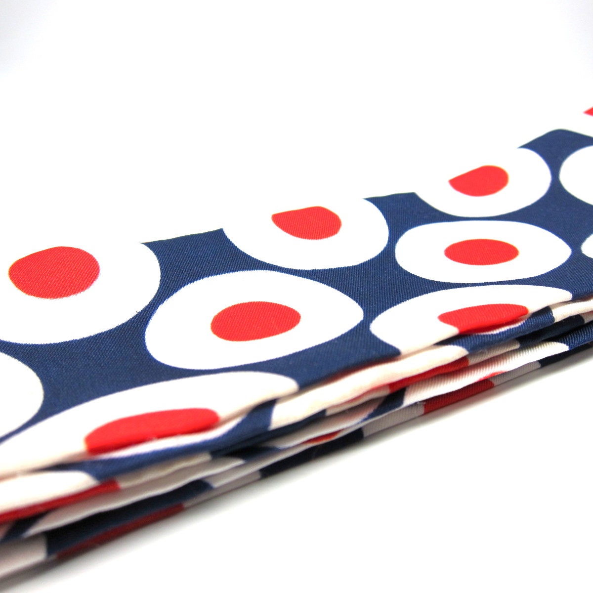 Vintage Head Scarf Mod Red White Blue Circles Belt Scarf