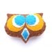 SALE Retro owl magnet in blue brown yellow and white colors