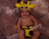 Giraffe Hat & Diaper Cover Set Crochet Baby - Newborn NB Beanie Cap Shoes 0-12months Costume Halloween Christmas Thanksgiving