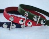 SALE 15.5" Emerald Green Leather Snap Dog Collar