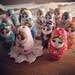 10 - Russian Nesting Doll Beads, HAND PAINTED Porcelain in Multiple Colors, Vintage Jewelry Supplies
