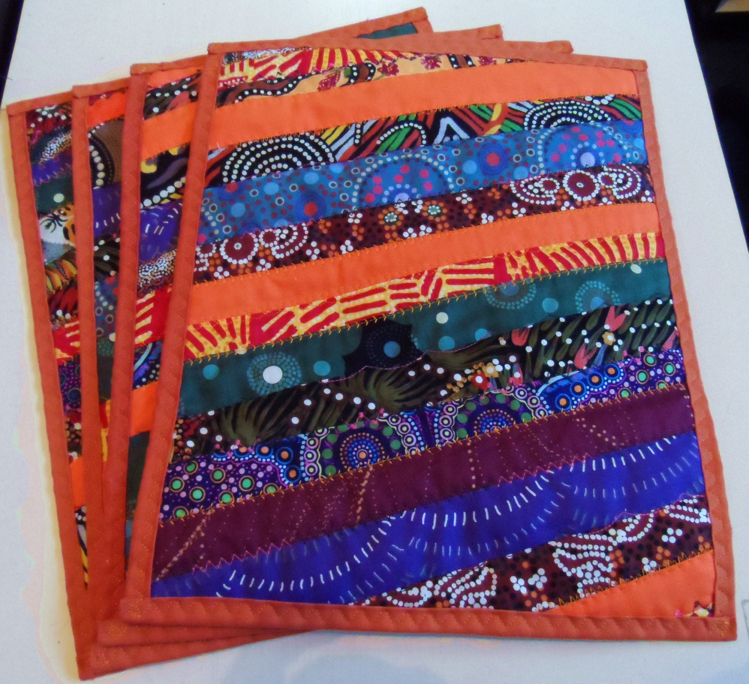 Quilted Aboriginal Place mats - Quilted Place mats -  Australian Table Place mats - Aboriginal Table Place mats -  Indigenous Place mats