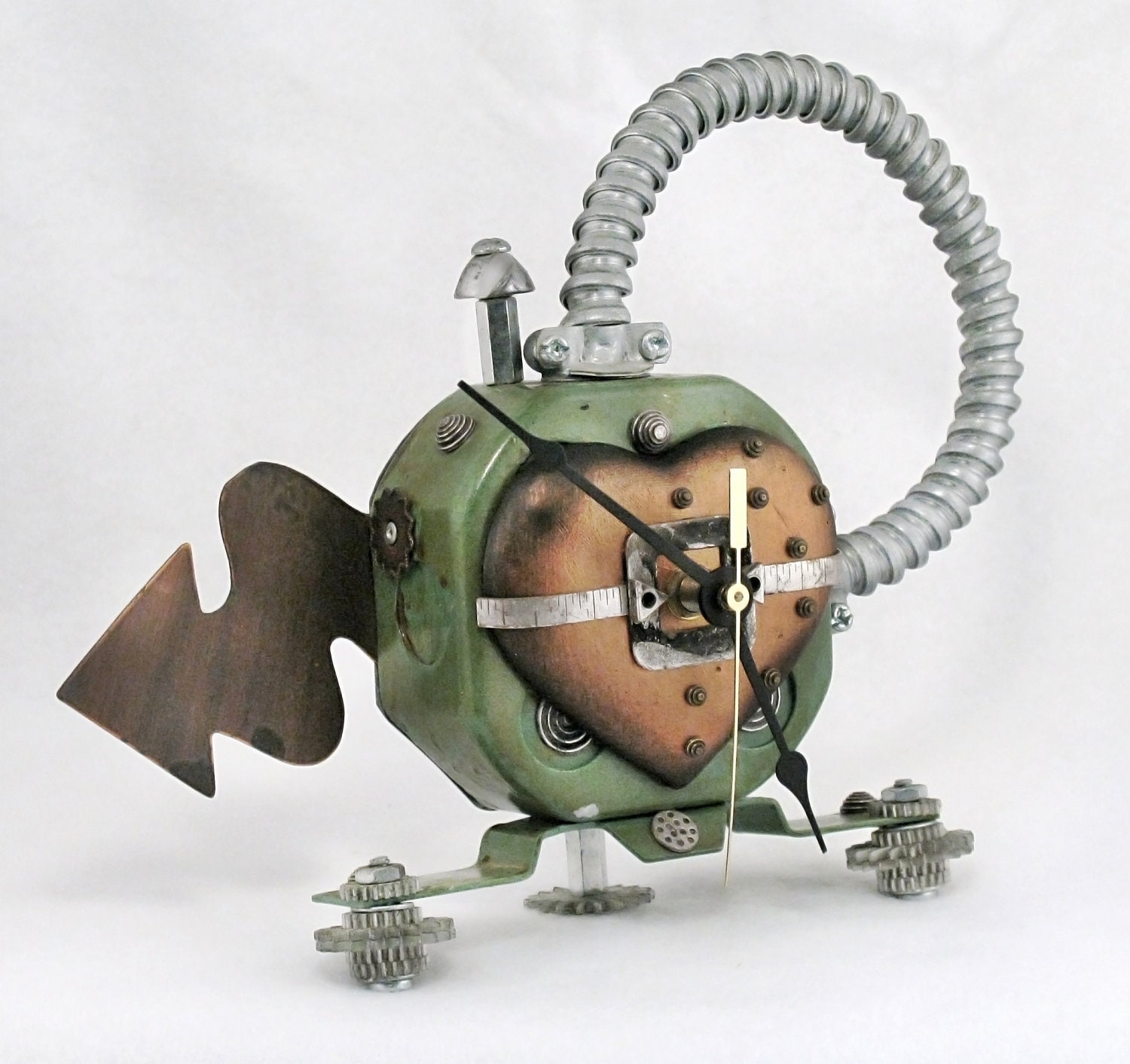 Art Clock Found Objects Teapot Sculpture