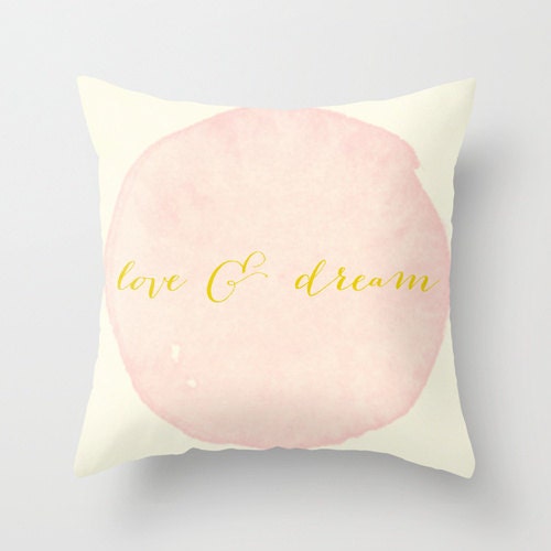Pillow Cover, Love Dream, Throw Pillow, Watercolor Pink, Modern Decor, Nursery Room Pillow, 16x16 Pillow, Home Decor -  Love & Dream