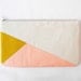 Clutch 6"X10" color block in beige mustard and peach