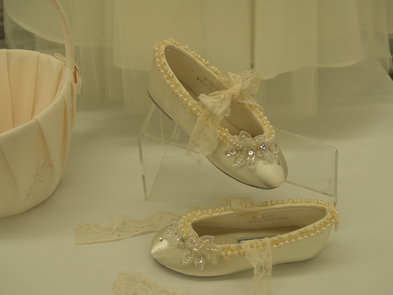 Wedding Shoes FlowerGirls Ballerina Ivory Shoes