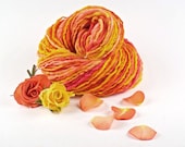 Handspun Yarn - Orange and Yellow Merino - Last of the Summer Roses